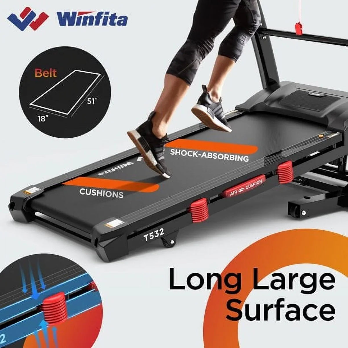 Famistar 4.5HP Folding Treadmill Clearance for Home with 15% Auto Incline 300  Capacity Up to 10MPH Speed Running Machine