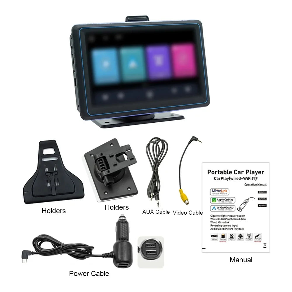 Pinnaco Car Stereo,Receiver 7'' 720P 5.0  Compatible Auto   Camera Dual Car Stereo Car Audio 5.0 Compatible  Player Dual  12 Portable Car Compatible Android Nebublu 720P Car Portable