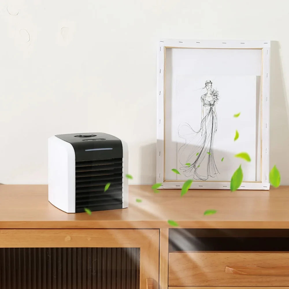 Portable Air Conditioner, Mini Evaporative Air Cooler, Personal Rechargeable  Fan, Quiet Desk Fan with 2 Speeds for Home Room Office
