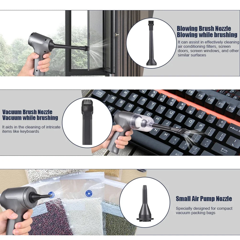 Nebublu Vacuum cleaner,Hand Pump 3 In 1 Blower And Hand 120w20 Mins Portable Pump Er 20 1 Buster Air Hand Held Office Car Air Blower 13000pa Suction 3 Suction 3 In Time 120w Filter Maiju