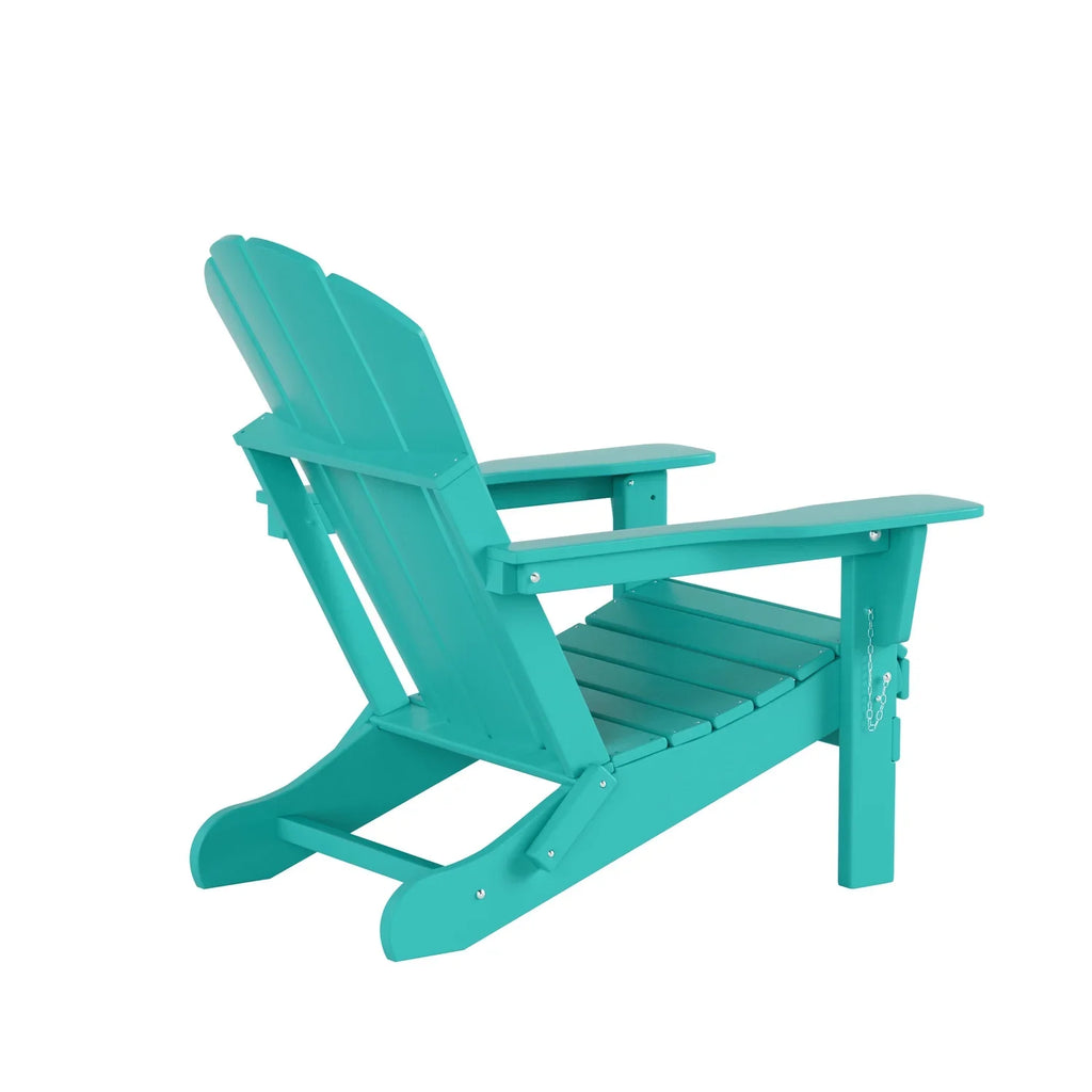 Classic Outdoor Patio Folding Poly Adirondack Chairs (Set of 4), Turquoise