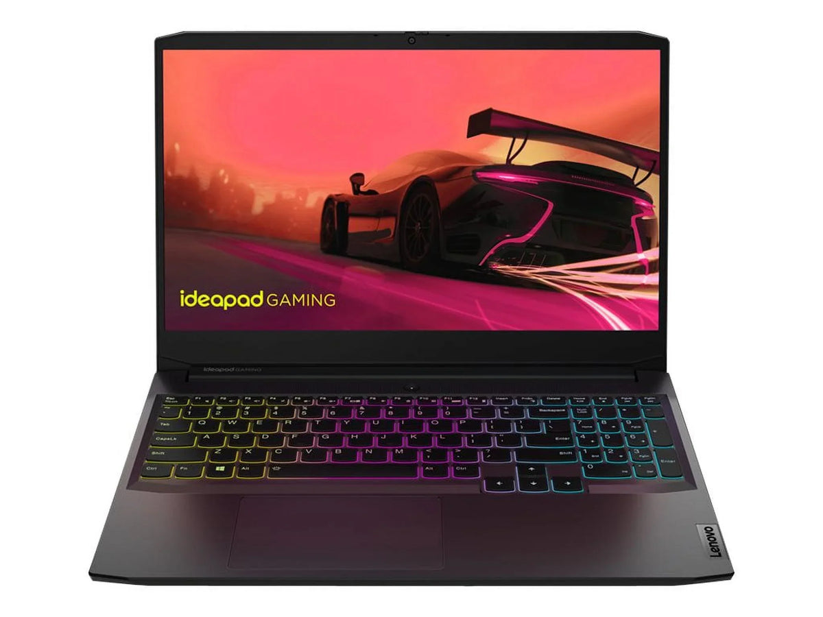 Lenovo IdeaPad Gaming 3 15ACH6 82K2 - 180-degree hinge design -  Ryzen 5 5600H / 3.3 GHz - Win 11 Home -   3050 Ti  - 8   - 512   NVMe,  - 15.6"  1920 x 1080 (Full ) @ 120 Hz - Wi-Fi 6 - shadow black - kbd: