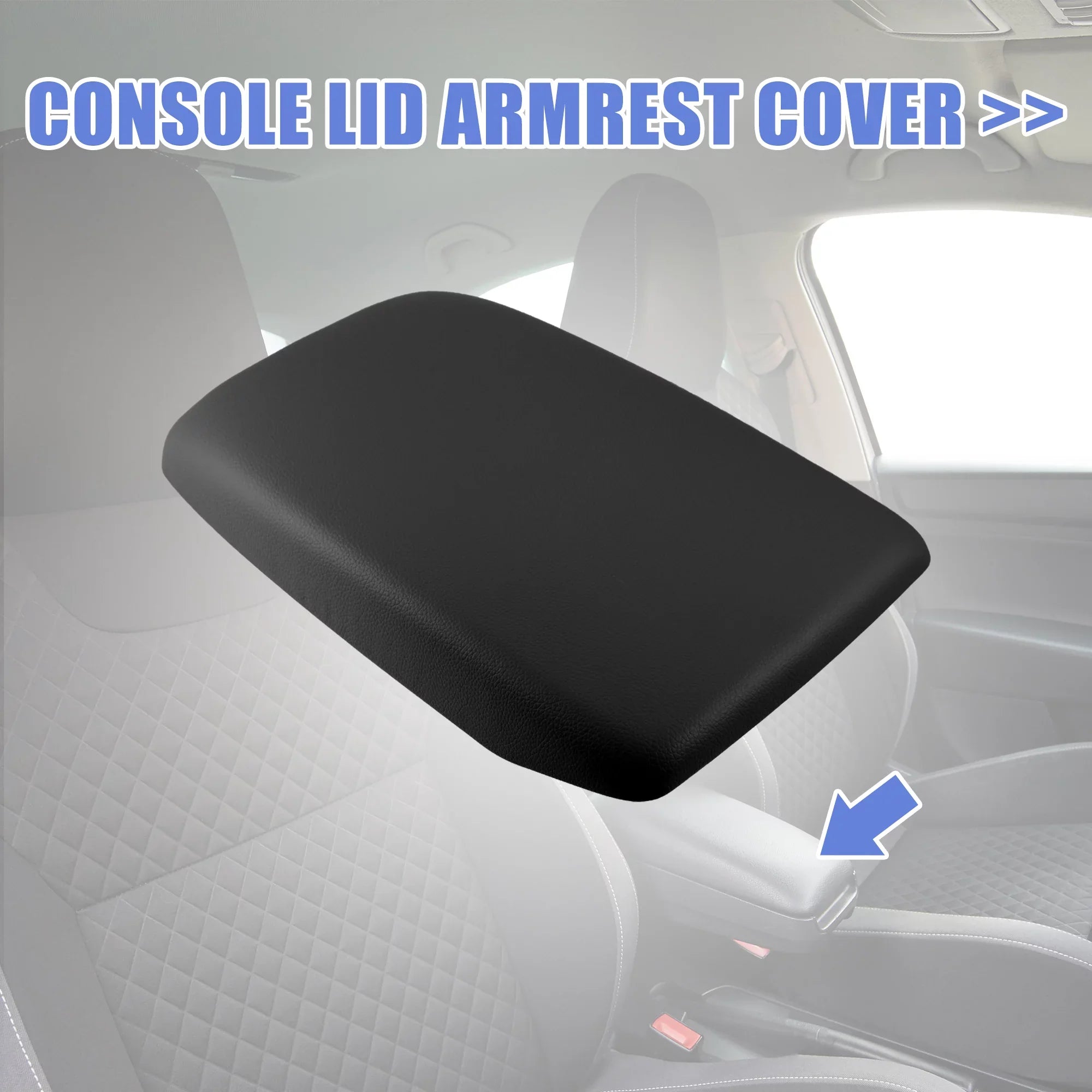 Car Center Console Armrest Seat Box Cover Protector for Toyota Highlander 2009-2014 Faux Leather Black