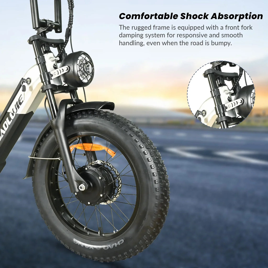2000W Dual Motors Ebike 48V30AH(15AH+15AH Dual Battery) 35MPH Electic Bicycle 20''*4.0 Fat Tire  7 Speed Hydraulic Disc Brake 100 Miles Max Range Electric Bike Lockable Suspension black  Rear Shelf