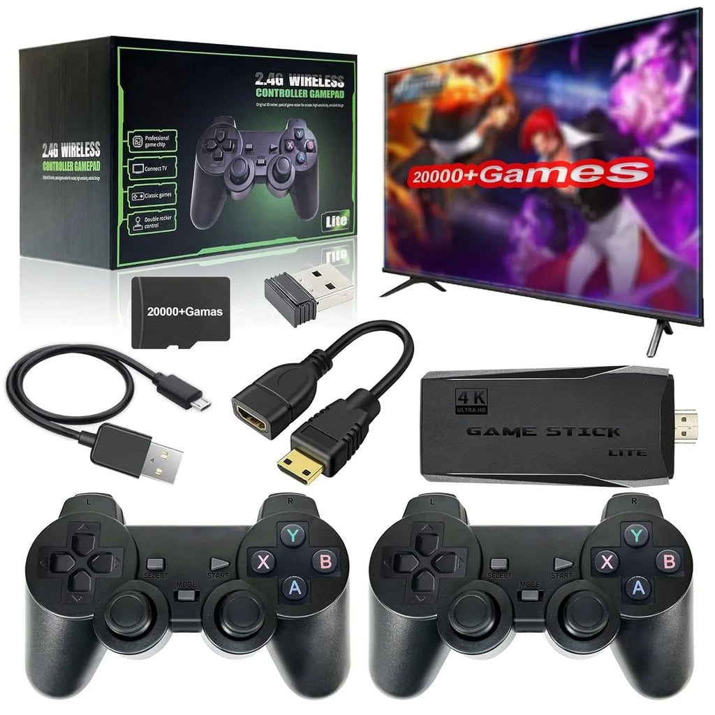 Retro Game Stick with Built-in 9 Emulators, Retro Gaming Console with 20,000+ Games,  Output and 2.4GHz Wireless Controller for  Plug and Play -  Classic Games