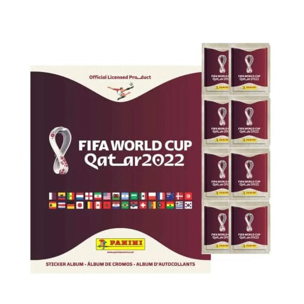 2022 Panini  World Cup Stickers - Mega Starter Pack (Album + 50 Stickers Total) ( Version) 8 Sticker Packs + 10 Stickers Inside The Album
