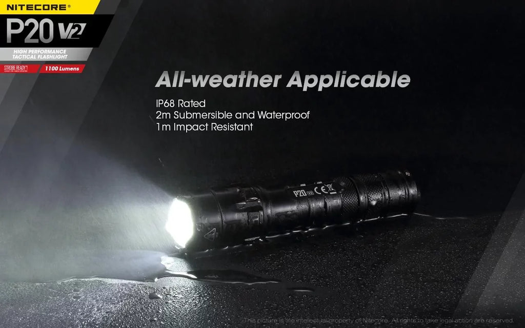 Combo: Nitecore   Tactical  Flashlight -  -  - 1100 Lumens w/ Battery,  Charger +Free Eco-Sensa  Cord