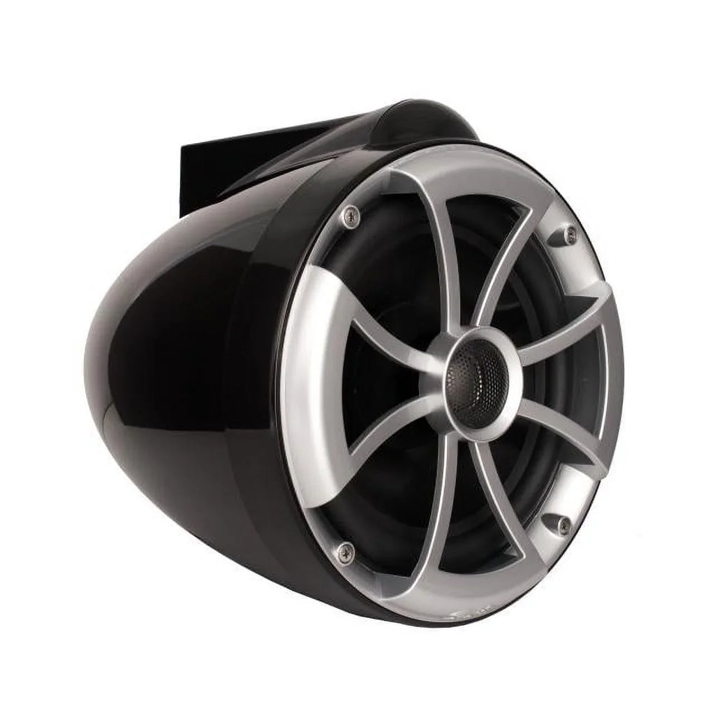 Wet Sounds - 8" Black Tower Speakers with Stainless Steel  Fixed Clamps & -.3 1200 Watt Amplifier