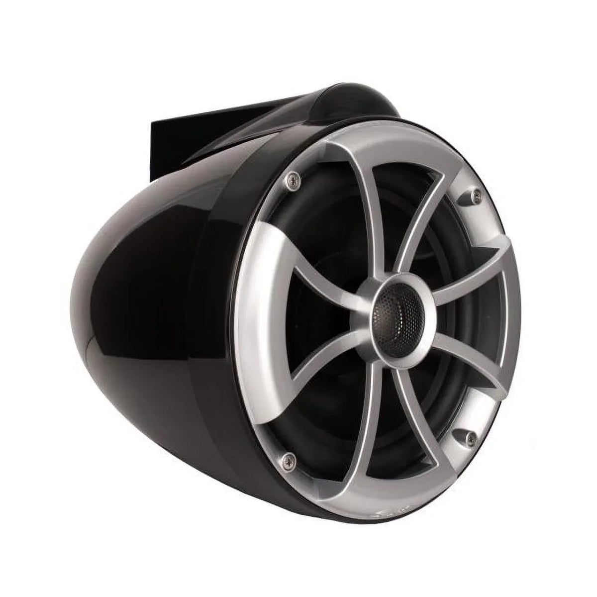 Wet Sounds - 8" Black Tower Speakers with Stainless Steel  Fixed Clamps & -.3 1200 Watt Amplifier