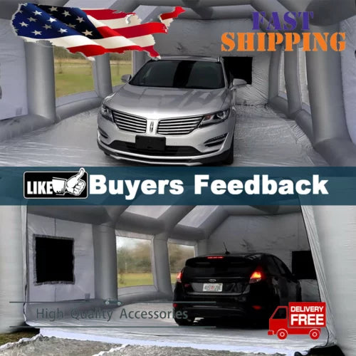 Urbanest Inflatable Paint Booth 33x16.4x11.5Ft With Blowers Car Painting Tent for Car Garage