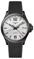 Longines Conquest ...  Black  Black Rubber Strap Silver Dial Perpetual Calendar Date Quartz Mens Watch .728.2.76.9