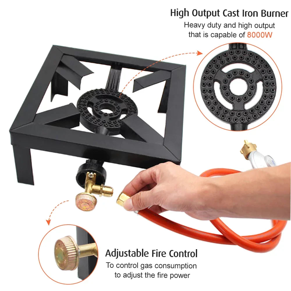 Eccomum Camping Propane Stove Outdoor Cooker, Propane Burner for Outdoor Cooking Round Outdoor Stove Burner, Ideal for Camping, Tailgating, Traveling, and More