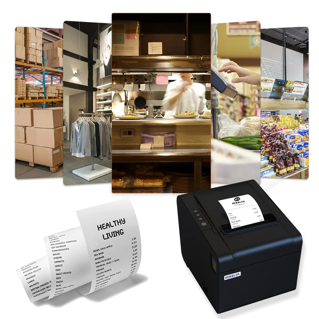 Printer, 80mm  Thermal Receipt Printer, Restaurant Kitchen Printer with Auto Cutter Support Cash Drawer, Serial Ethernet Interface Optional for Windows/Mac/Linux ()