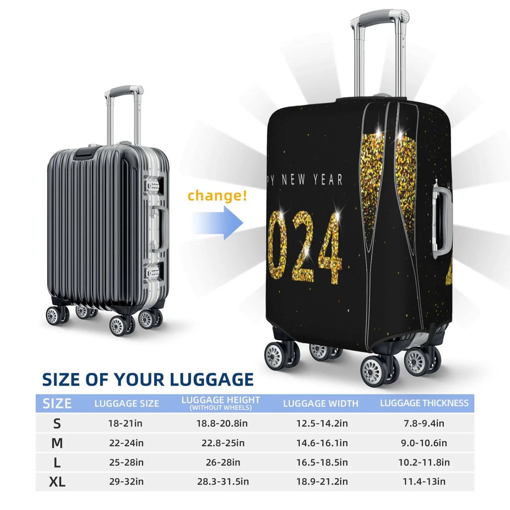Haiem Happy New Year 2024 (2) Luggage Cover,Durable, Washable Suitcase Protector With Anti-Scratch Technology - Keep Your Luggage Looking New Medium