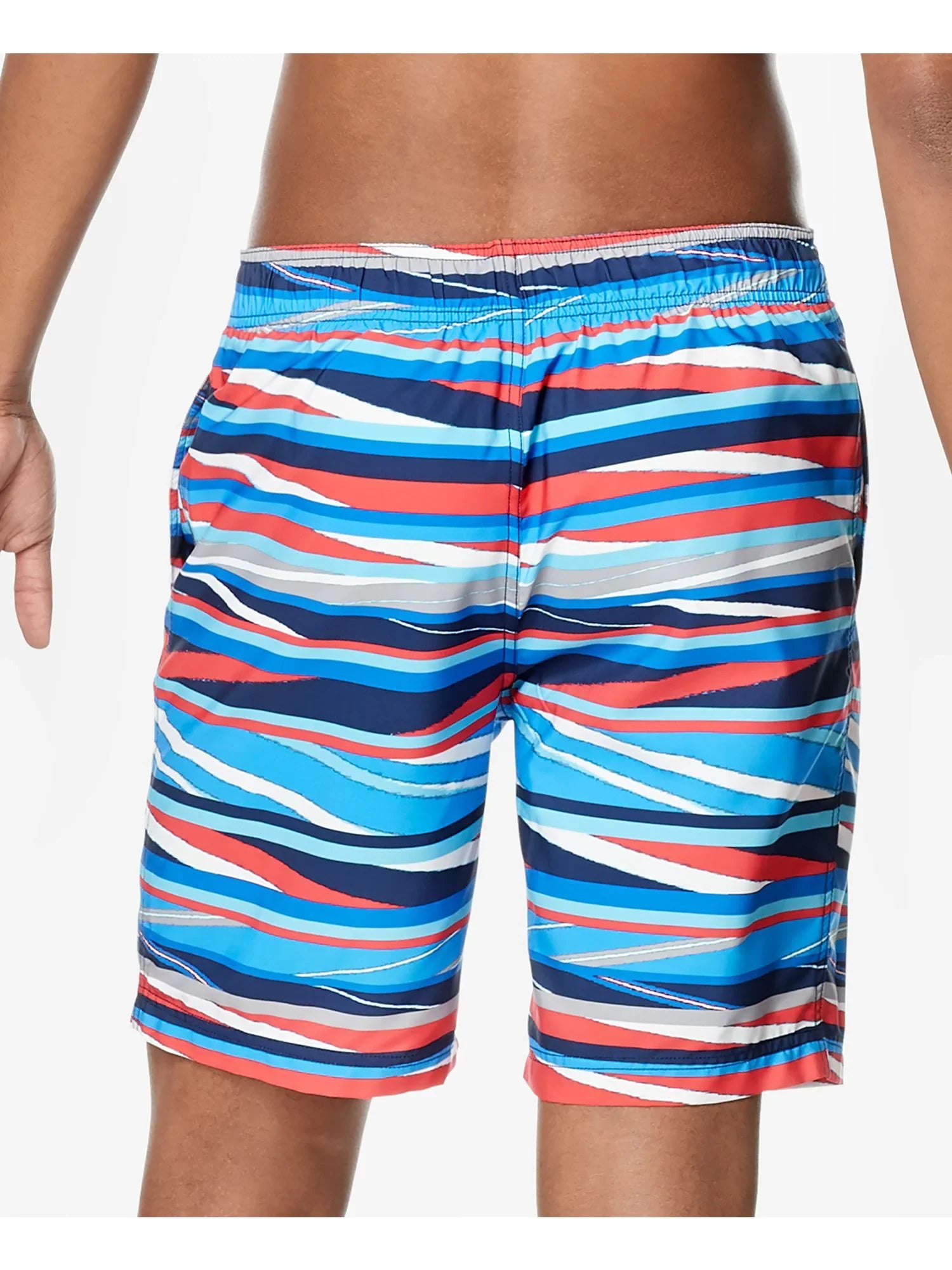 Mens Stripe Lane Bondi Blue Drawstring Striped Performance Stretch Shorts