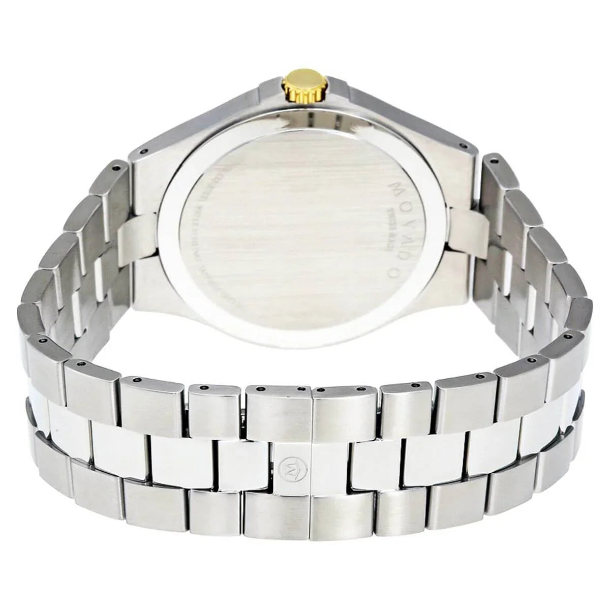 Movado Edition Black Dial Gold Tone Bezel Steel Quartz Ladies Watch 606910