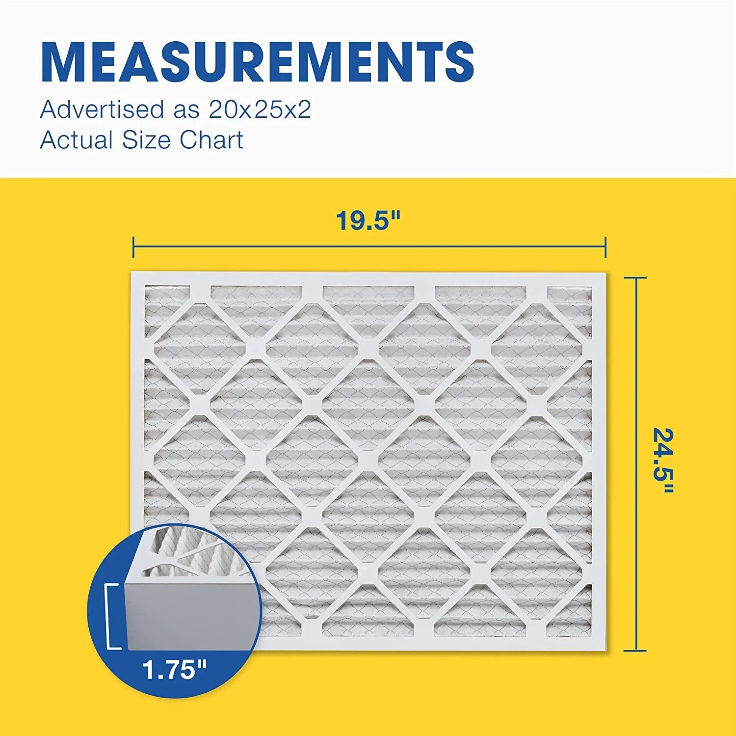 20X25x2  13 Pleated Air Filter, Furne Air Filter, 12 Pk (tual Size: 19 1/2"  24 1/2"  1 3/4")