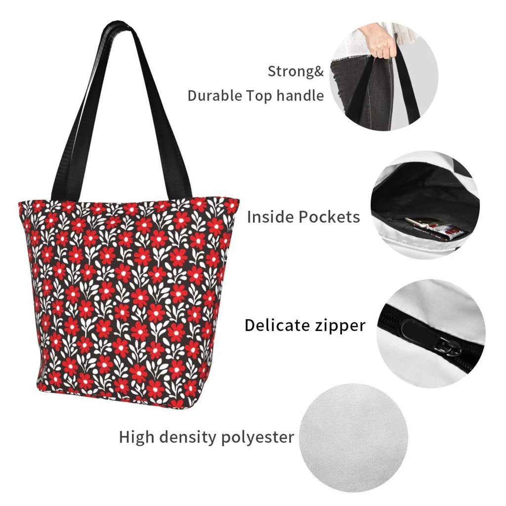 Lukts Red Floral Tote Bag,Shoulder Bag Women' Hobos Handbags Large Capacity Shopping Bag