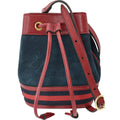 Pre-owned  Ophidia Mini Leather Trimmed Suede Bucket Bag Blue 550620