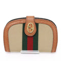 Pre-Owned Gucci  Old Sherry Line Key Case 6 Rows Beige Green/Red/Green Canvas/Leather Web Stripe (Good)