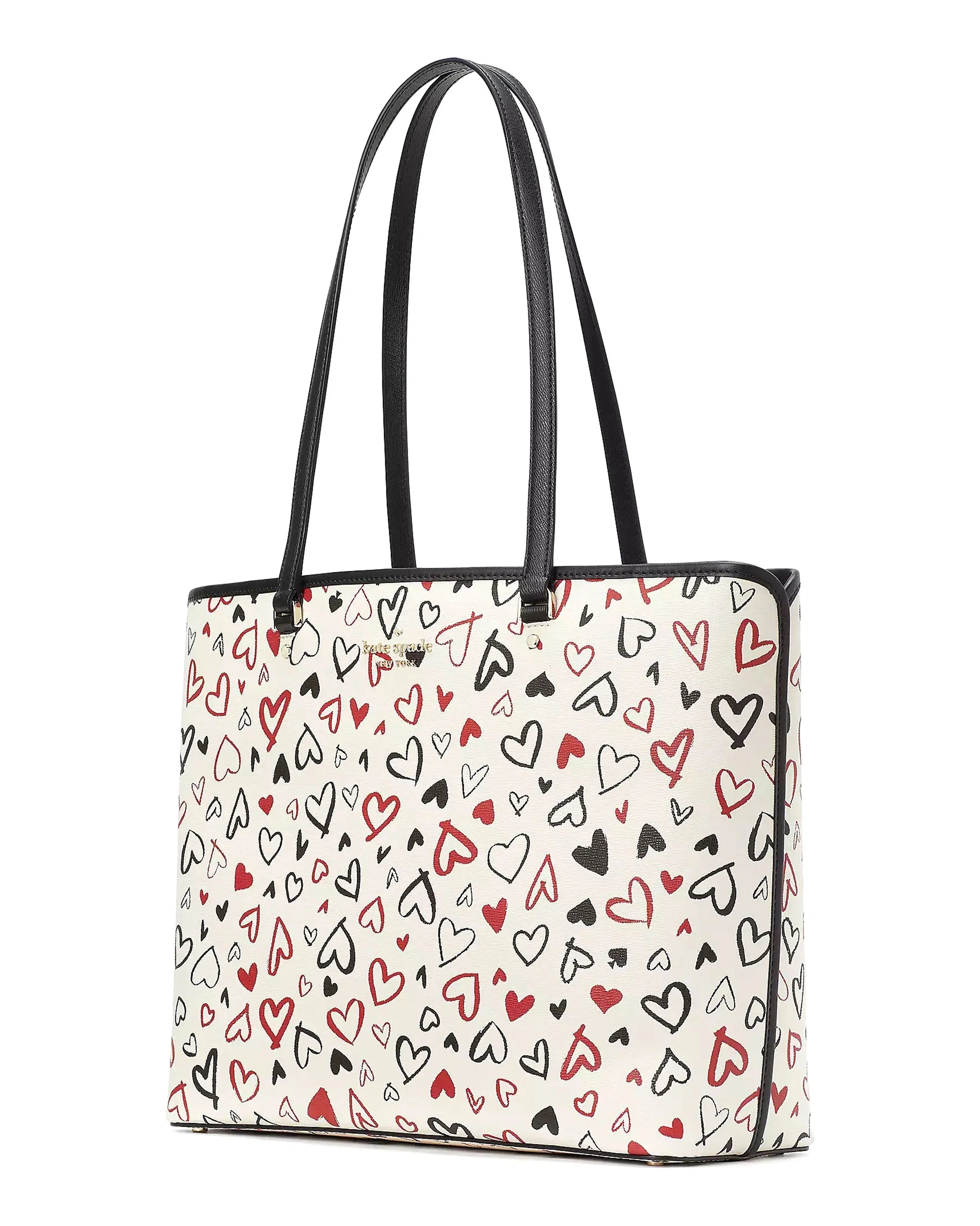Perfect Scribble Hearts Printed Large Tote