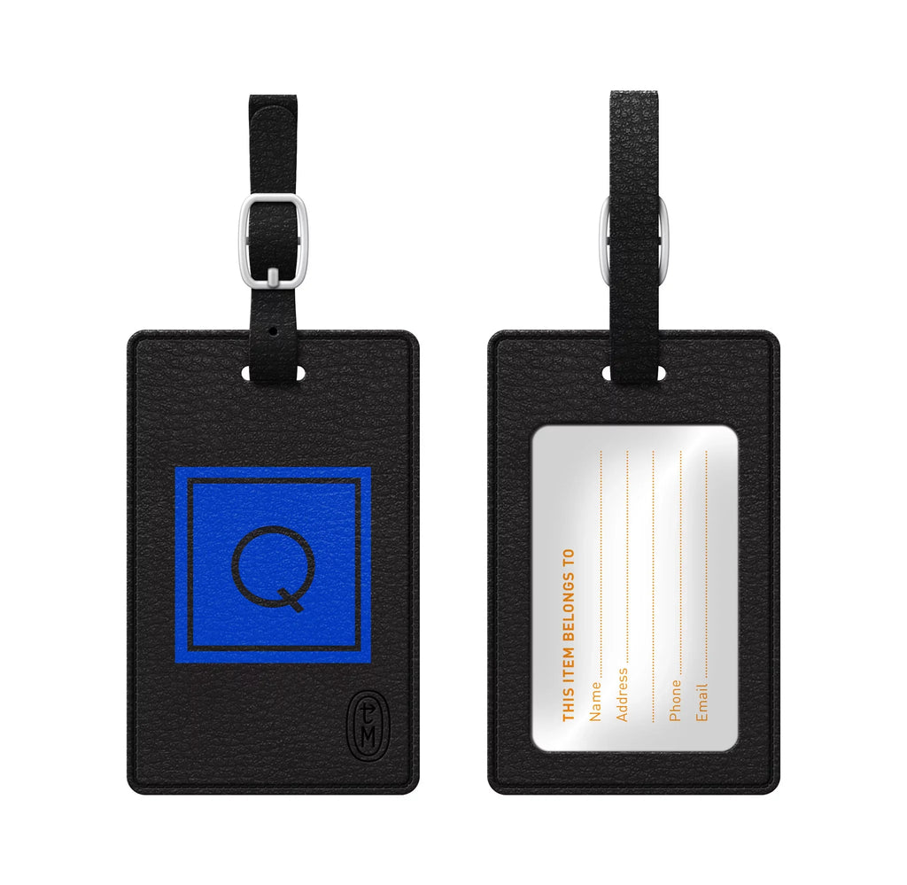 Centon  Monogram Leather Bag Tag Inversed Black Marine  --