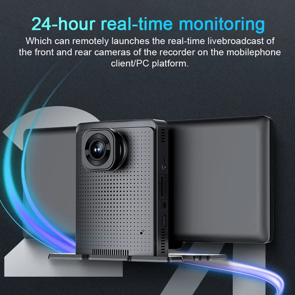 ametoys Multi-language Dual Lens Car Video Recorder Auto Dash Cam Car Recorder Night Viewing 10.26in  170 Degree Wide Angle Car Global Positioning System Navigation