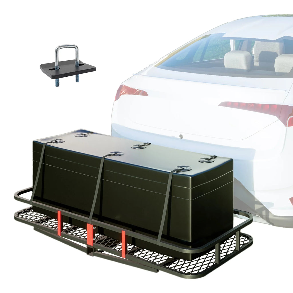 60" x 24" x 6" Hitched Mounted Folding Cargo Basket with a 500 lb Capacity for Car  Truck Trailer, Black