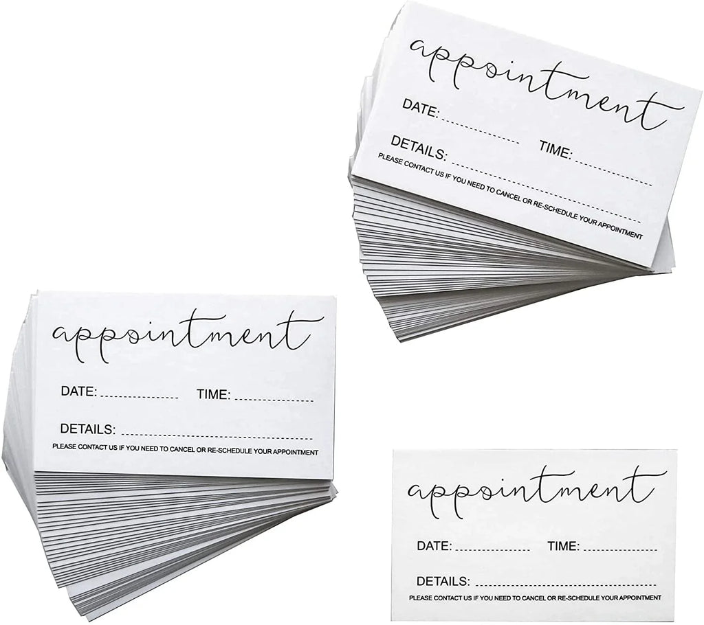 Appointment Reminder Cards (Pack of 100) for Beauty Makeup Hair Nail Salon Barber Shop Restaurants Therapist Pack of 100