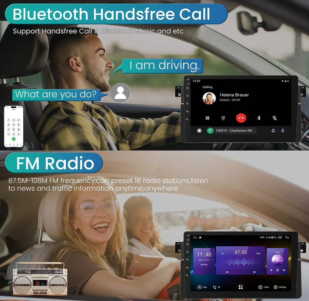 8 Core  Radio Upgrade Android 11 Car Stereo for  3 Series 1999-2005, 9 Inch 1280*800  Touchscreen Support CarPlay & Android Auto 5G WiFi Bluetooth5.0     Backup Camera(4G+32GB)