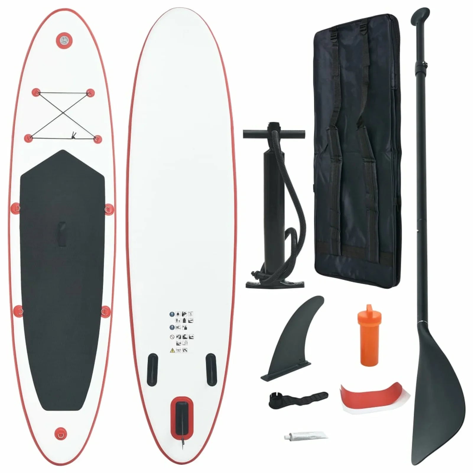 Andoer Paddle Board Set Surfboard Inflatable Red and White