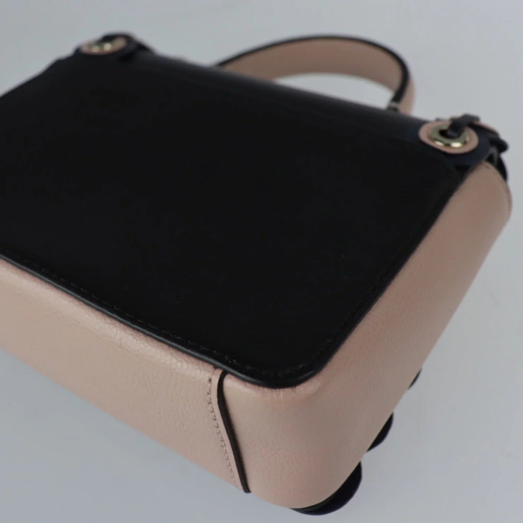Pre-Owned Kate Spade Maisy Patternson drive grommet handbag  leather black pink beige gold hardware 2WAY shoulder bag punching (Good)
