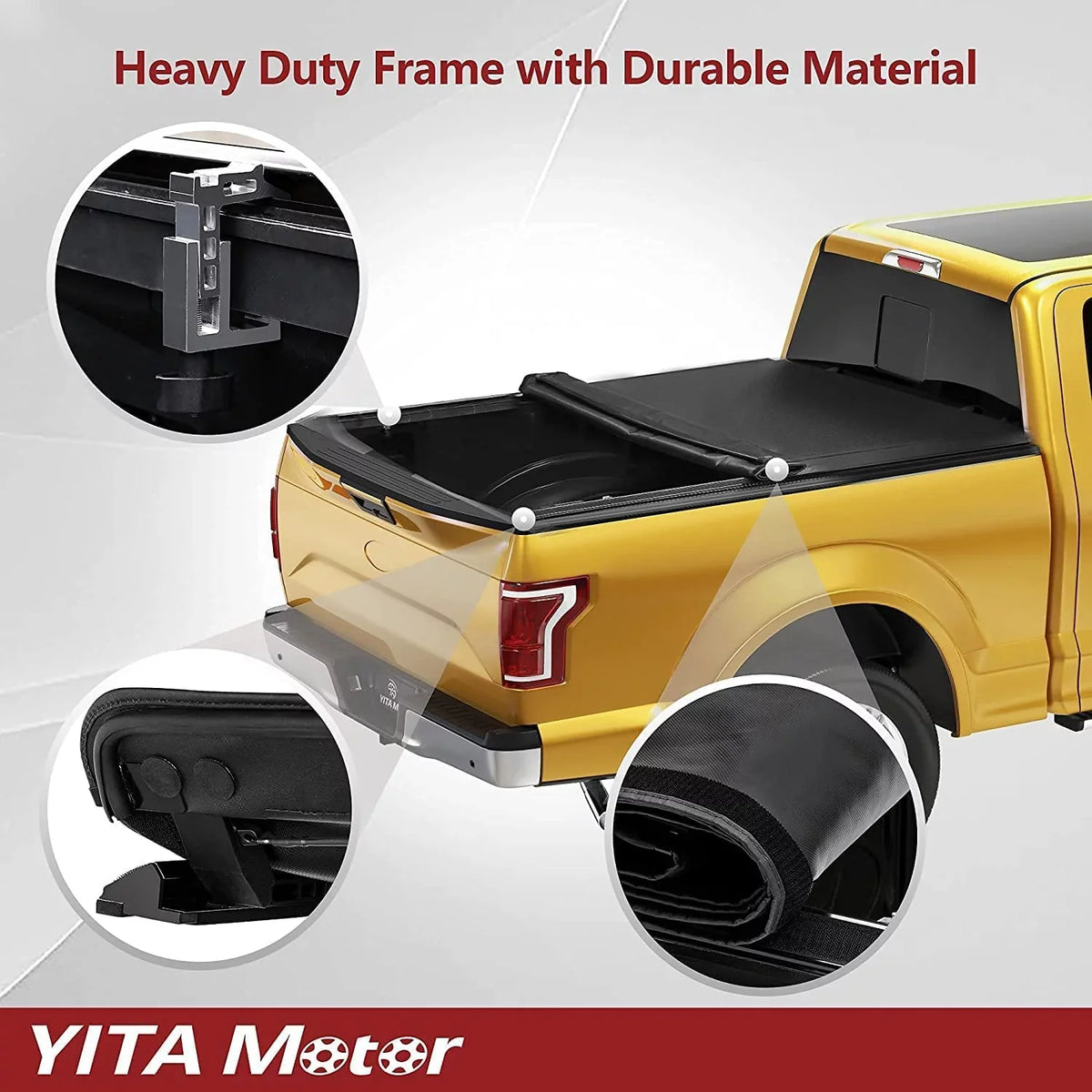 Ledkingdomus 5 ft Bed Soft Roll Up Truck Bed Tonneau Cover designed for with 2005-2023 Nissan Frontier Truck Top with Lamp