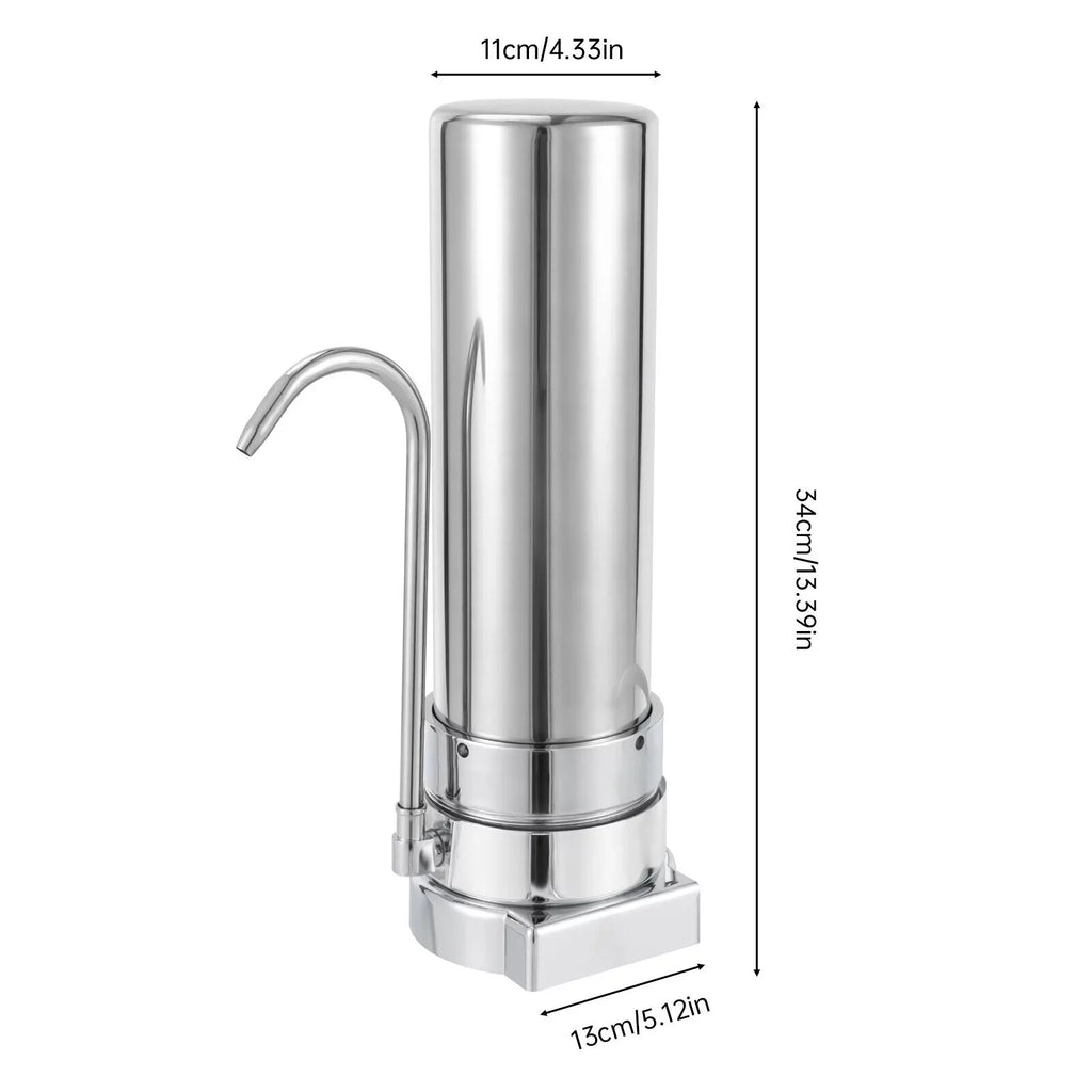 Countertop Filter Tap Water Filtration Filter Sink Drinking System Stainless Silver