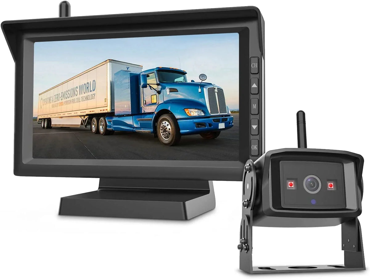 Boscam Wireless  Backup Camera Support 2 Cameras, Reverse Camera with 7"  Monitor Split Screen,  Night Vision Waterproof Back up Camera Systems for Truck/Trailer Pickup/Van ()