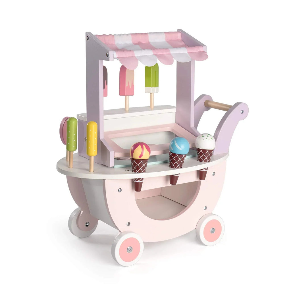 Wooden Ice Cream Cart Toys for Kids, Toddlers Pretend Play Food Truck, Gift for Girls and Boys 3 Years & Up