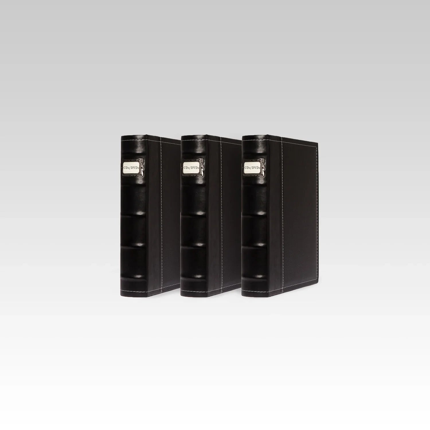 Bellagio-Italia / Storage Binder - Black - Leather - 144-Disc Capacity - Storage Organizer for DVDs, CDs, Blu Rays, & Video Games - Acid-Free Binder Organizer Sheets - 3 Pack