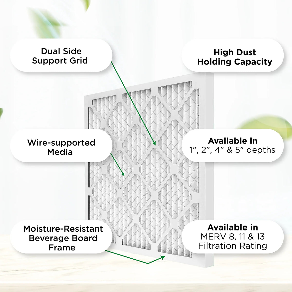 10x24x1  11,  1000 Pleated  Furnace 1" Air Filters by Pamlico. Case of 12. Actual Size: 9-1/2 x 23-1/2 x 3/4