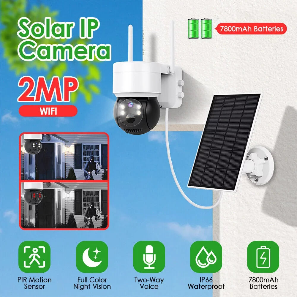Solar Security Cameras Wireless Outdoor, 2K WiFi 360  Camera, Solar Powered Security Cameras with Spotlight & Siren,  Motion Detection, Color Night Vision, 2 Way Audio, 15000mAh Battery, Beisu