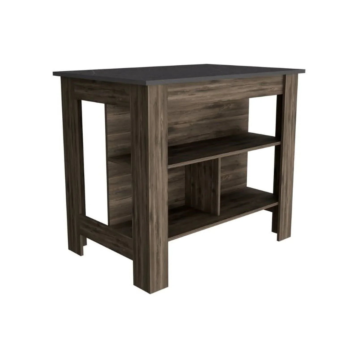 Brooklyn Modern Minimal Kitchen Island with Three Concealed Shelves