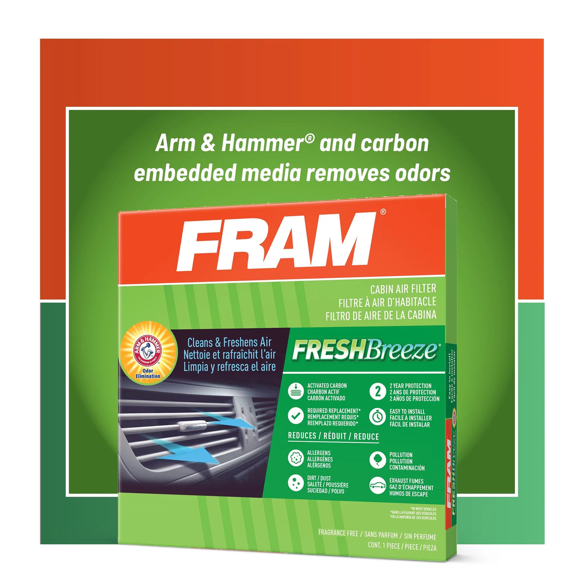 , Fresh Breeze Cabin Air Filter with Arm & Hammer Baking Soda, for Select Dodge and Jeep Vehicles Fits select: 2011-2018,2020-2022