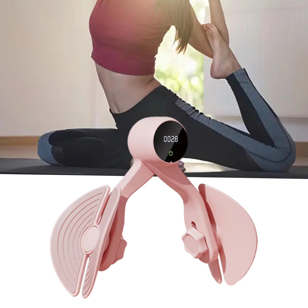 Inner Thigh Exerciser, Hip Trainer with Counter, Leg Machine Thigh Muscle Strengthening, Workout Home Gym Compact, Hip Thigh Exerciser Trimmer Pink
