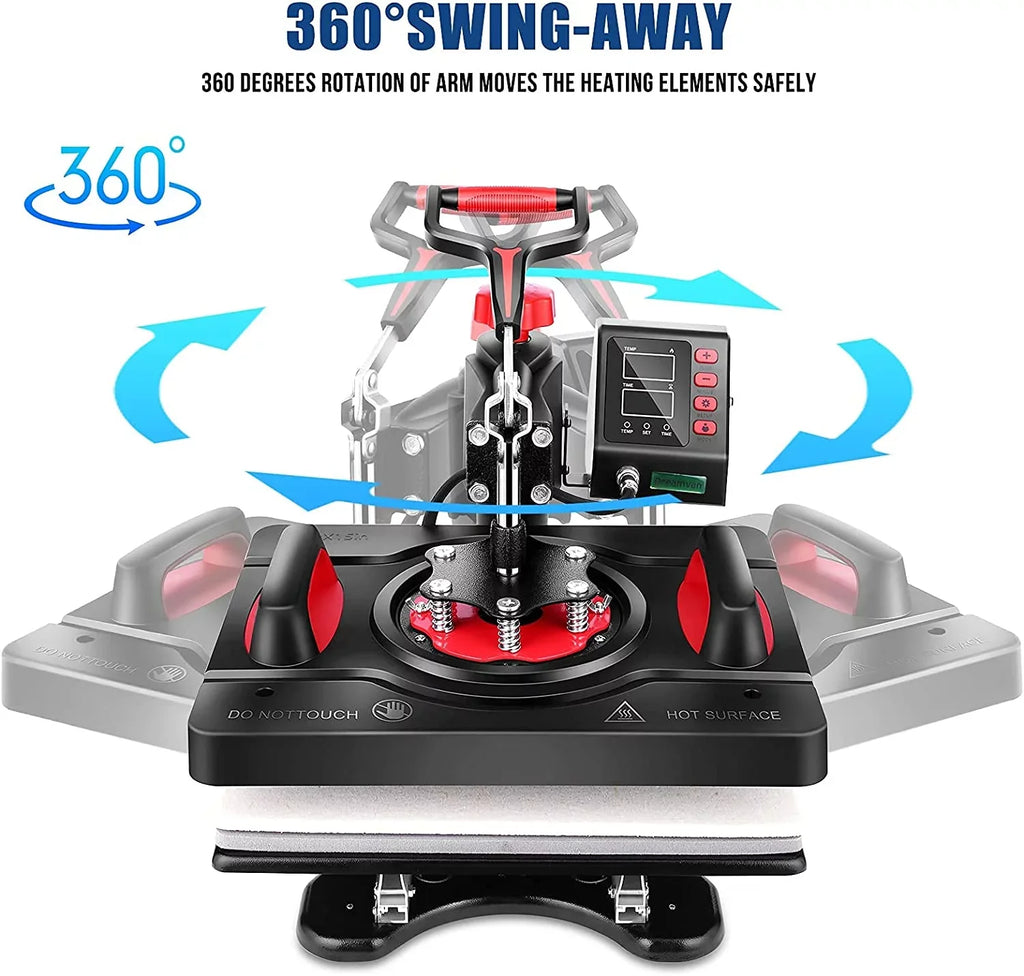 Qhomic Power Heat Press Machine 12 x 15 Inch Digital Heat Press Sublimation Printer Press Heat Transfer Machine for -Shirt, 8 in 1, Gifts for Men Women