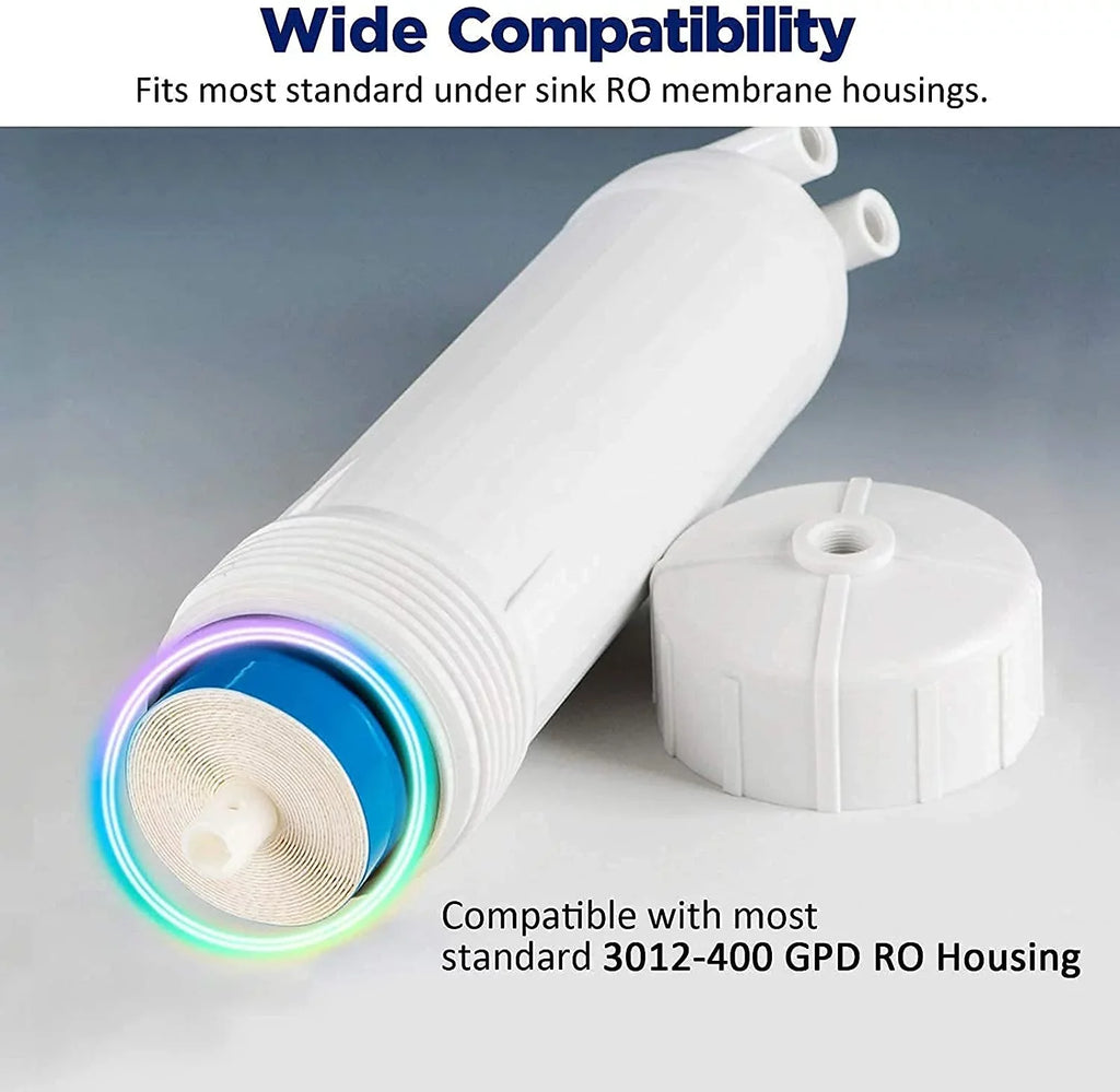 Reverse Osmosis Housing 3012 with 400GPD  Membrane Water Filter Cartridge, with 1/4" Quick Connector, 3/8" Fitting, Wrench Set