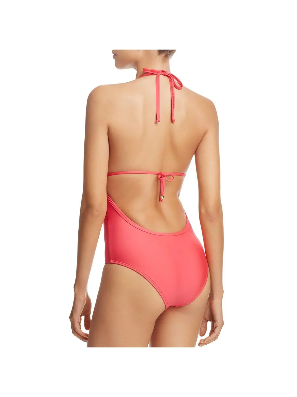 Ella Moss Womens Crafty Halter Crochet One-Piece Swimsuit Red