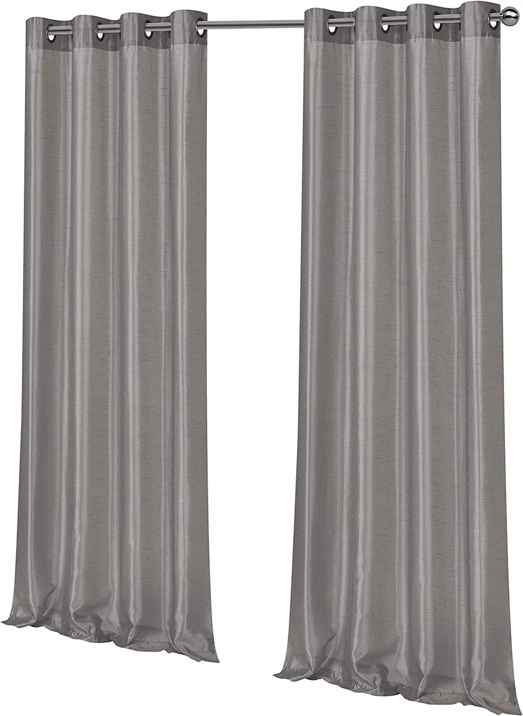 2 Pack: Regal Home Collections Ultra Luxurious Semi Sheer Shimmer Grommet Top Curtain Panels - Silver/Gray