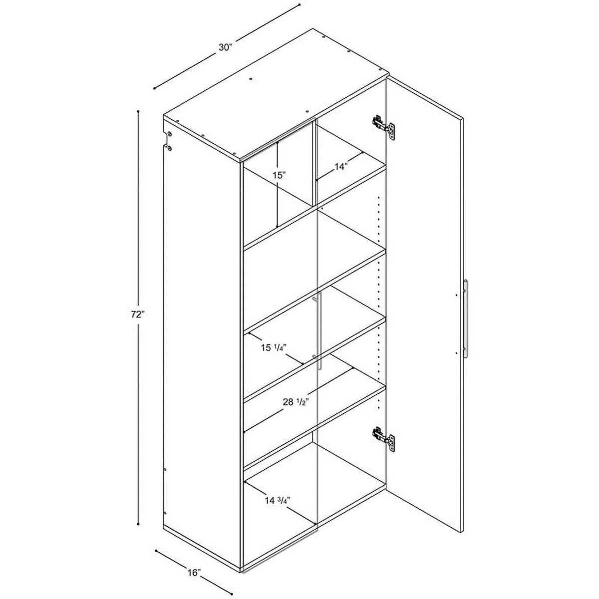 Pemberly Row 30" Large Wall Mounted Garage Cabinet in White Finish