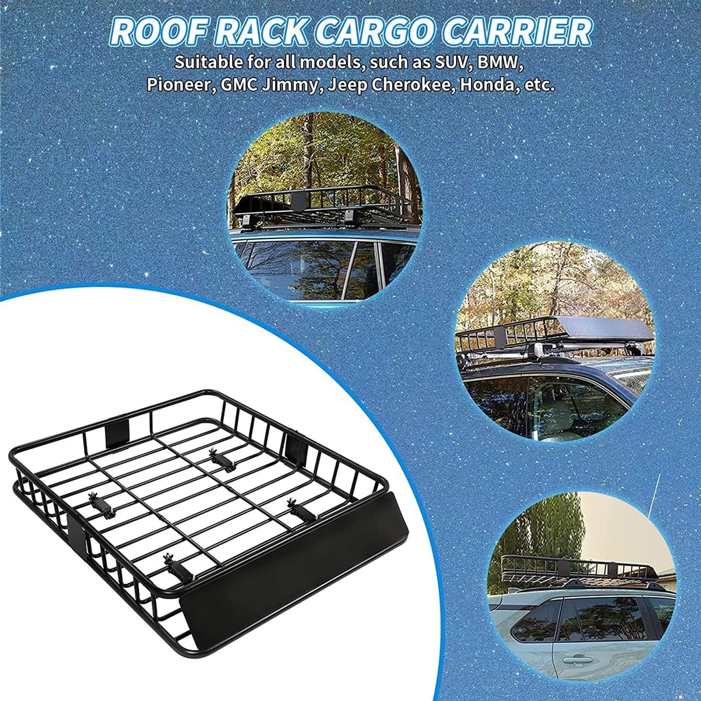 64" x 39" x 6'' Universal Roof Rack Cargo Carrier with Extension 250LBS Weight Capacity Heavy Duty Steel Car  Top Luggage Storage Holder Basket for Travel