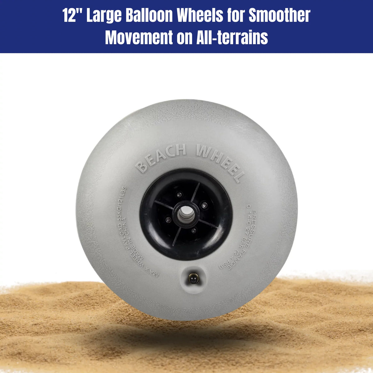Jeremywell 12" Big Balloon Beach Wheels/Sand Tires (2PCS) Replacement for Kayak Dolly Canoe Carts Buggy with a Free Air Pump