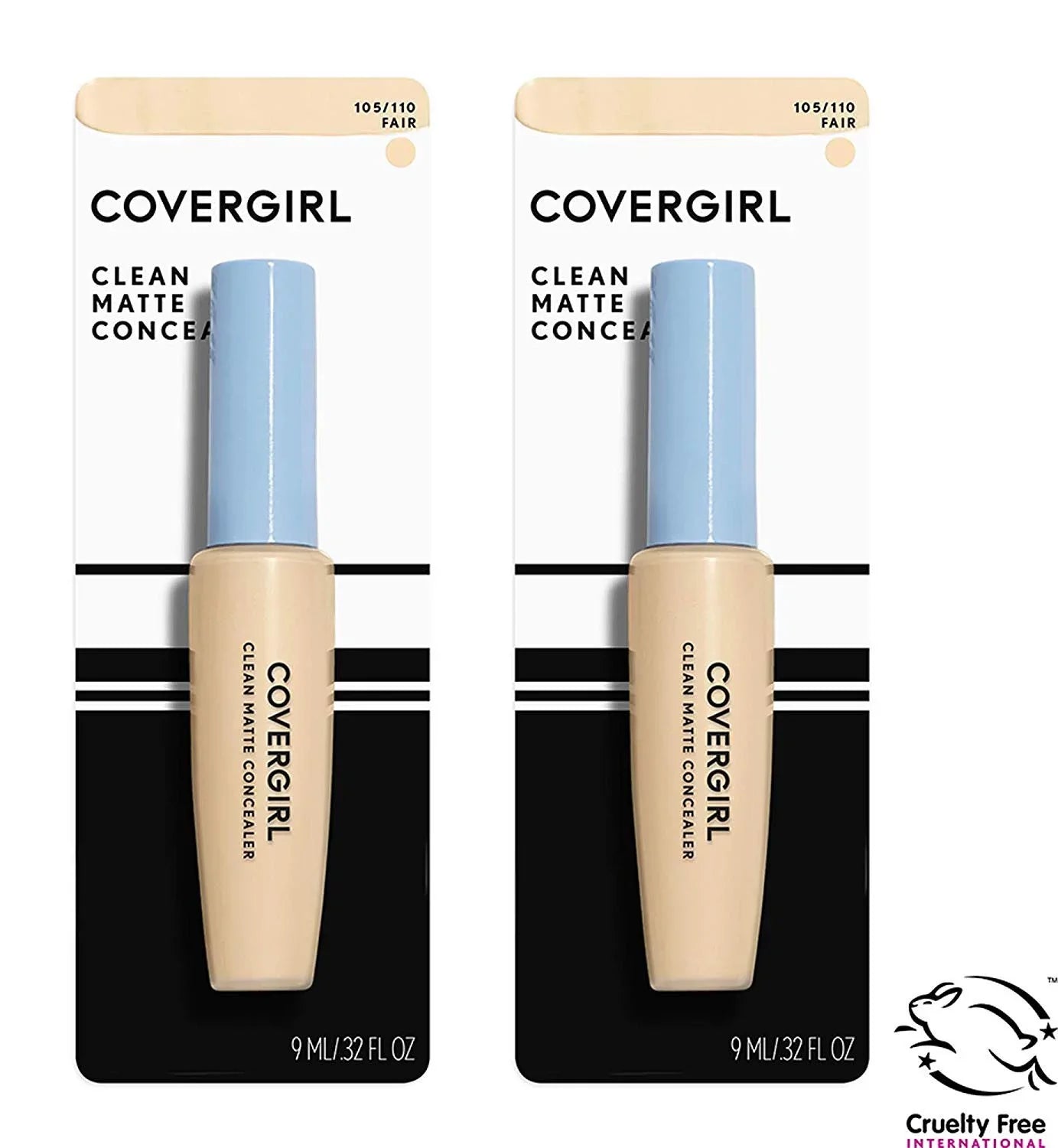 Flawless Coverage Duo: Covergirl Clean Matte Concealer, Fair 110, 0.37 Fl Oz, 2 Count - Achieve a Radiant Complexion!